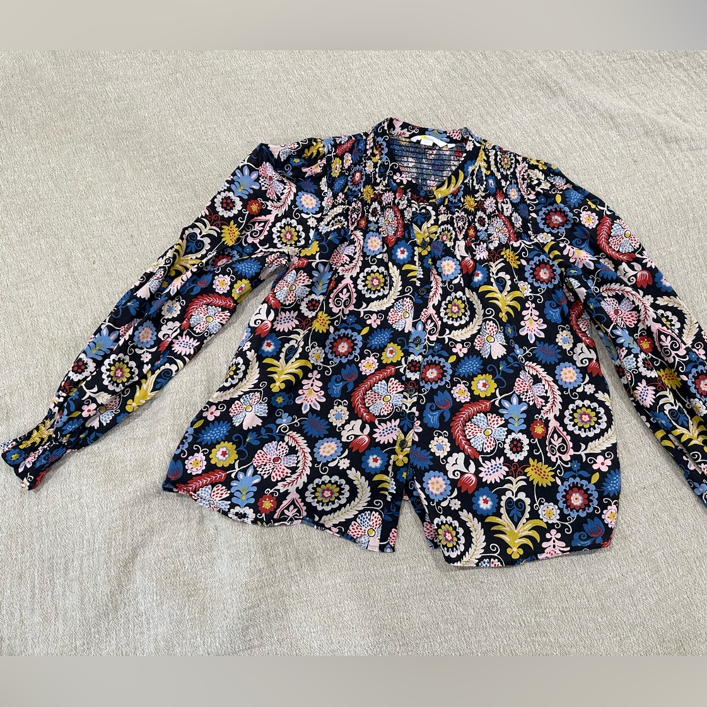 Boden Multicolor Floral Smocked Top